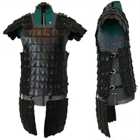 viking body armor medieval leather cuirass knight warrior ranger cosplay costume black scale coat jerkin larp outfit for adult