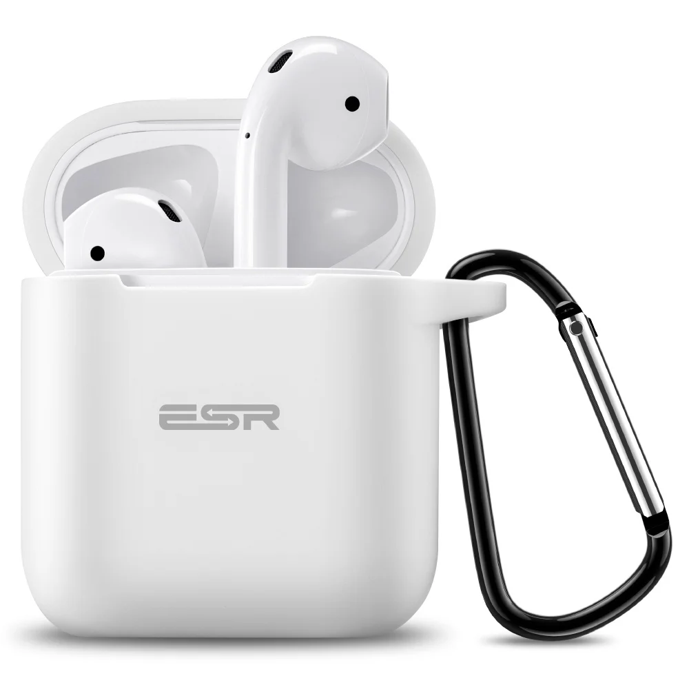 ESR AirPods 2 Чехол с брелком противоударный защитный чехол силиконовый AirPods 1 чехол для зарядки беспроводной Bluetooth чехол для наушников - Цвет: White