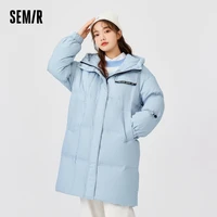 semir down jacket women long hooded thick coat loose casual 2021 winter new drawstring bread jacket all match