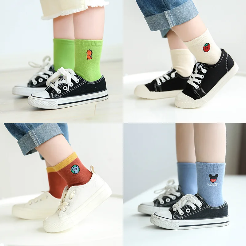 

Baby Lotus 2020 New Pairs Socks Anti Slip Sokken Kind Toddler Boy Socks Cute Cartoon Dinosaur Flower Girls Short Socks