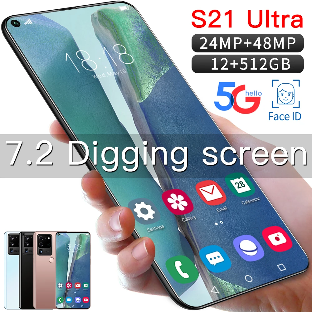 

Global Version Galxy S21Ultra 7.2 Inch Smartphone 24+48MP 5800mAh 128&256GB Andriod 10 Cellphones 5G Fingerprint ID Face Unlock