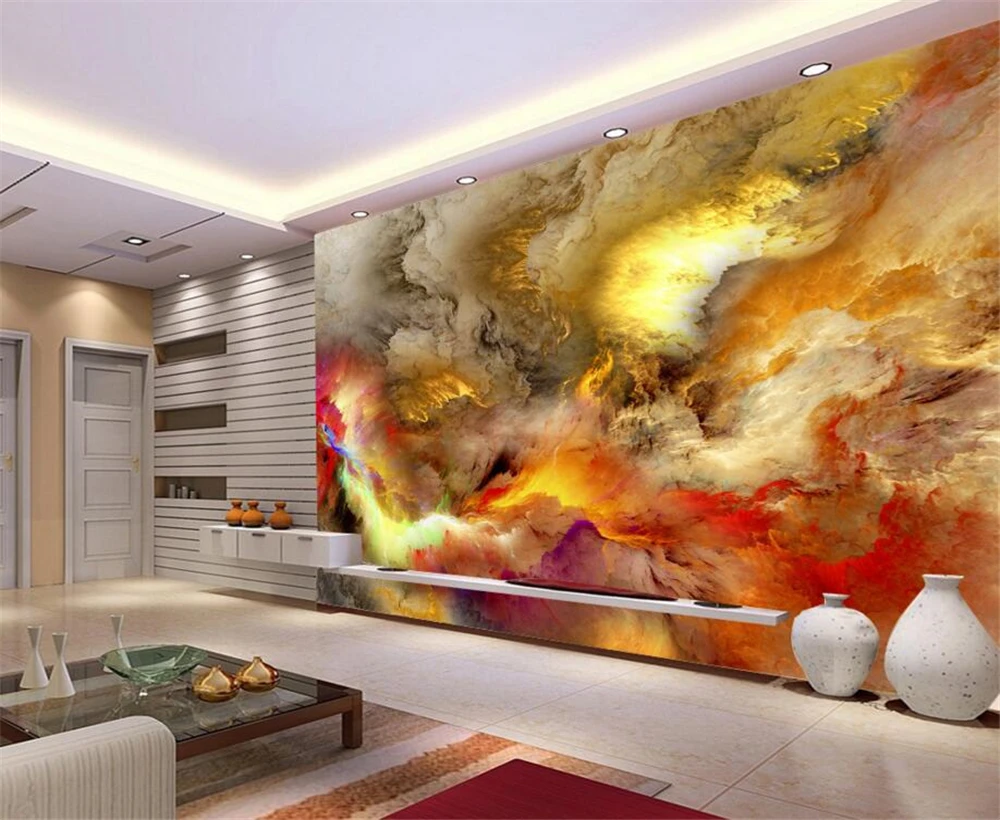 Большие пользовательские обои beibehang 3 абстрактных красочных огненных облака