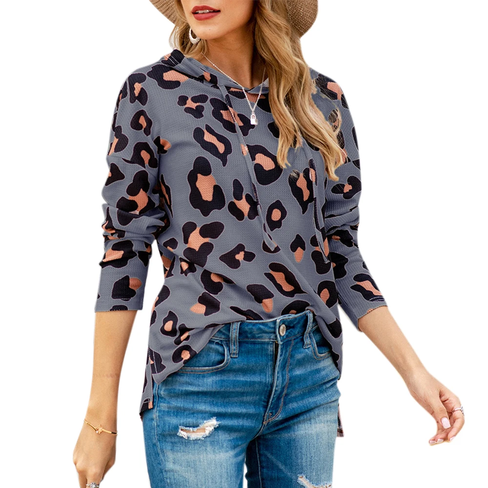 

Женский свитшот с длинным рукавом и леопардовым принтом