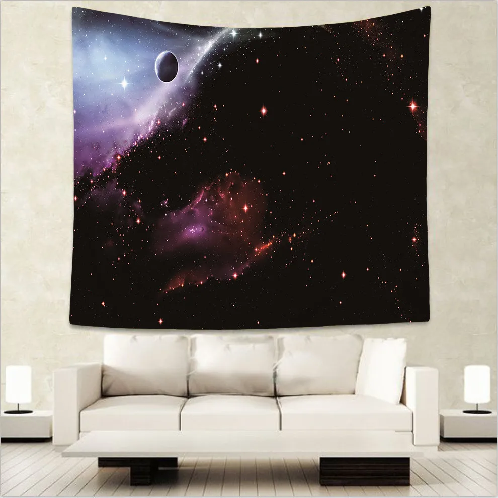 Декоративный гобелен в виде планеты Галактики для детской комнаты стиле хиппи