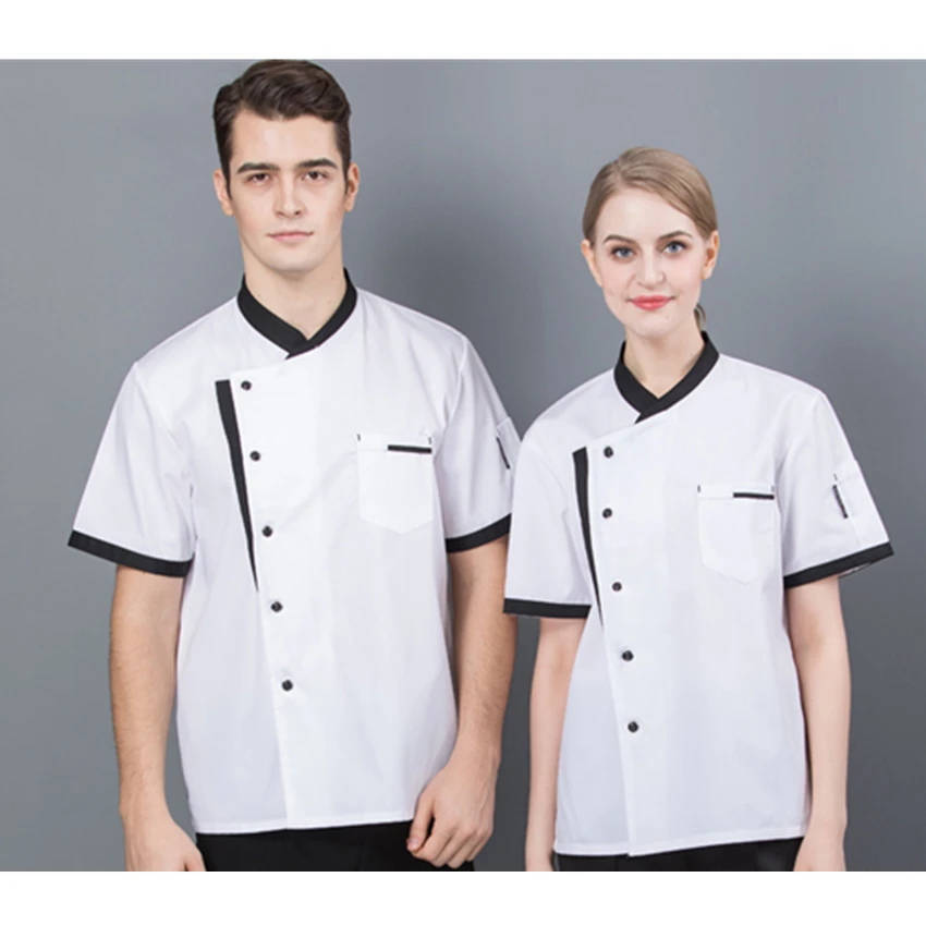 Куртка шеф-повара однотонная рабочая одежда с коротким рукавом для ресторана