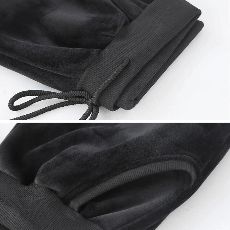 Женские спортивные штаны из меха ягненка Зимние однотонные повседневные теплые