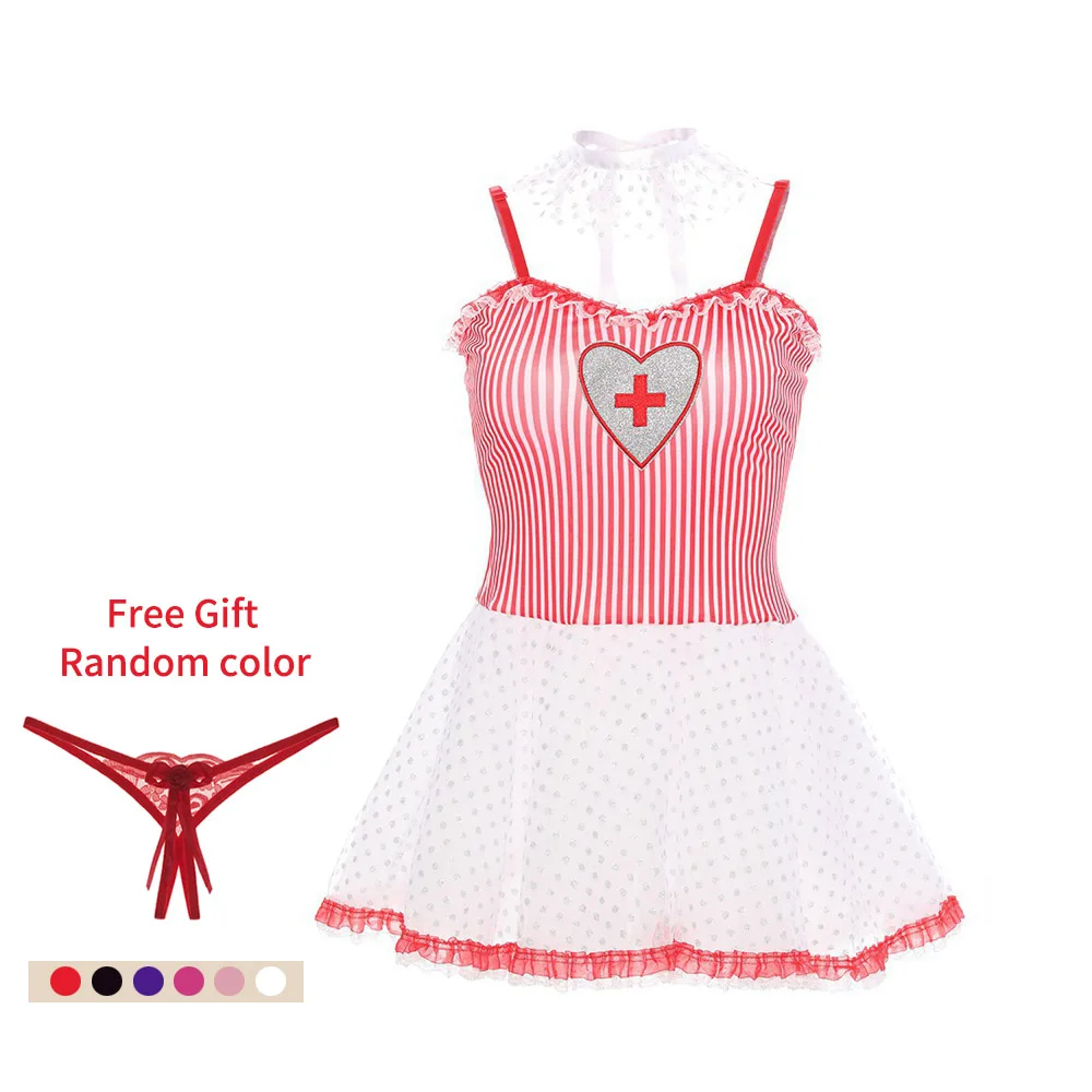 

JSY Women's Sexy Nurse Uniform Babydoll Cosplay Lingerie Sexy Clothes Hot Erotic Night Dress Apparel Lingerie Porno Costumes