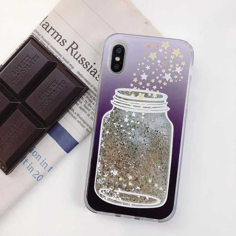 Мультфильм Дельфин зыбучие пески чехол для iPhone X 7 6 6s плюс динамический блеск пайетки чехлы для iphone 8 Plus XS MAX XR