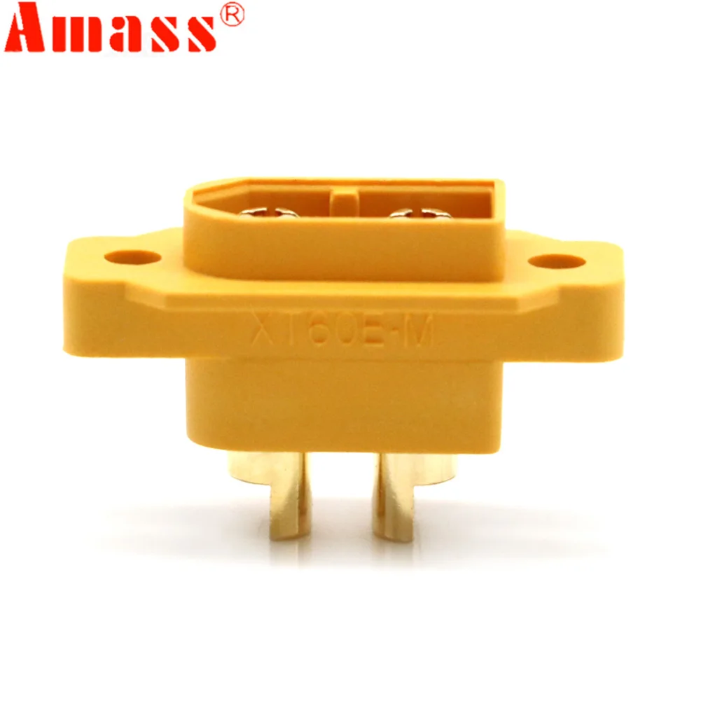 

5 / 10 / 20 / 50pcs AMASS XT60E-M Male plug Screws Lipo battery mountable connector Brass Gold plated For RC Models Multicopter