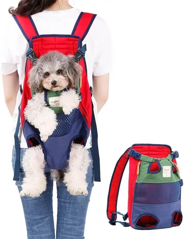 

Рюкзак-переноска для маленьких и средних собак, регулируемая передняя сумка для кошек и маленьких собак, мягкие дышащие Наплечные ремни