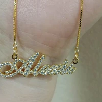 custom personalized name iced out pendant necklace women letters zirconia necklace hip hop bead chain stainless steel jewelry