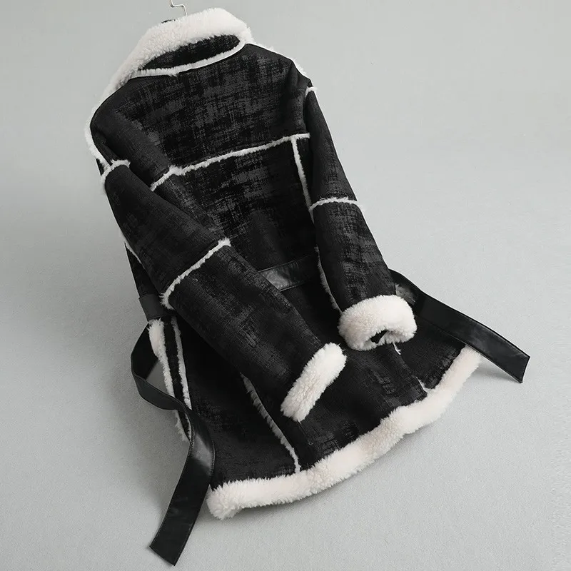 Женское зимнее меховое пальто из смеси натуральной шерсти теплая верхняя одежда