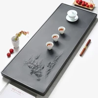 weighted black stone tea tray master handmade carved invisible water draining holes outlet tea table serving tray 80cm