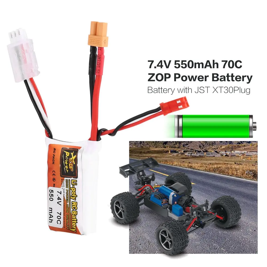 HOT ZOP Power 7.4V 550mAh 70C 3S 1P Lipo Battery JST XT30 Plug Rechargeable for RC Racing Drone Helicopter Car Boat Model | Игрушки и