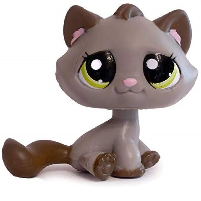 

LPS CAT Old original Littlest pet shop Bobble head toys STANDARD cat #2215 Dark gray kitty cute green eyes Kitten for girls