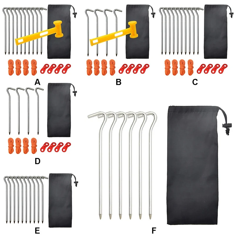 

Multi-tool Outdoor Camping Tent Reflective Rope Tent Canopy Nail Windproof Rope Hammer Ding Set Tents Accessories Set