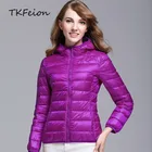 Женские куртки с капюшоном легкие тонкие 2019 весенне-осенние женские бомберы короткое пальто Наполнитель утиный пух женские теплые Базовые Куртки S-7XL