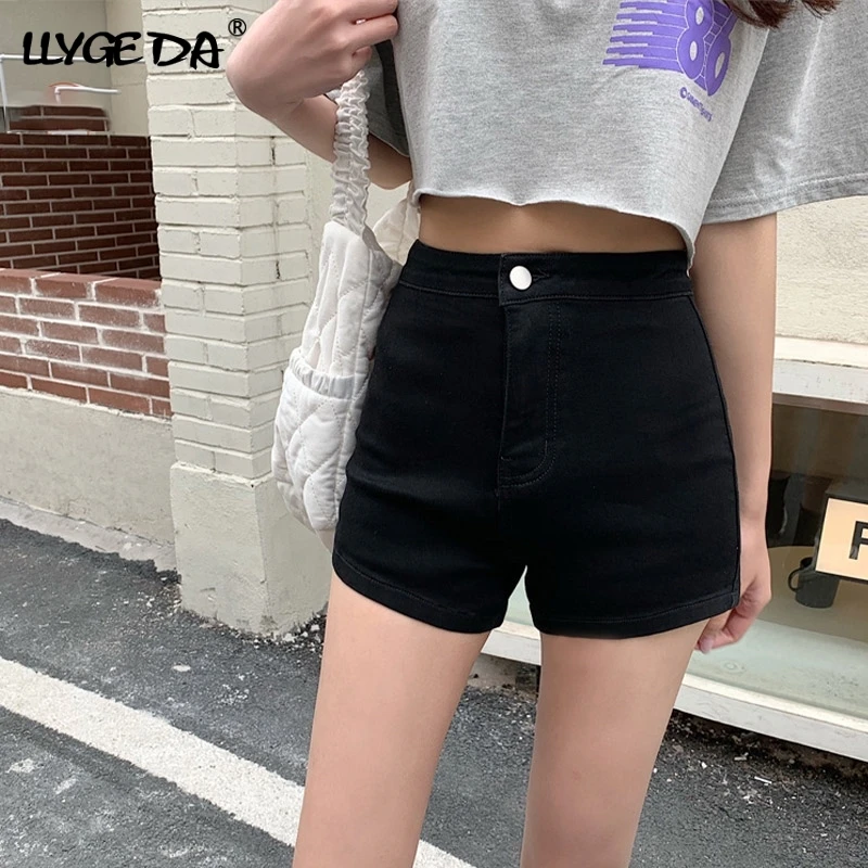 

Cotton Denim Shorts Female Shorts Stretch Slim Push Up Hips Elastic Straight Short Jeans 2021 Summer Fashion Casual Woman Cloths