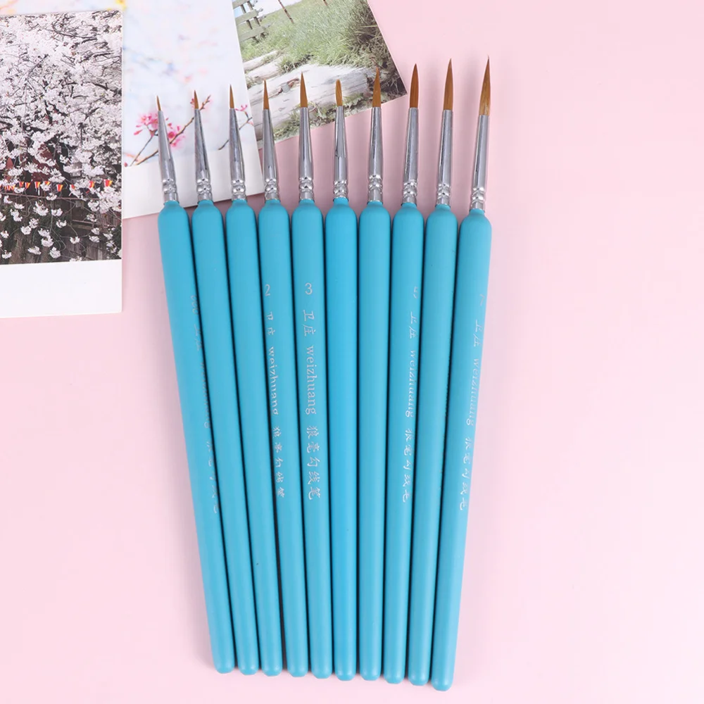

6Pcs Wolf Hair Tip Brushes Professional Detail Paint Brush Fine Detailing Painting Drawing Brushes)