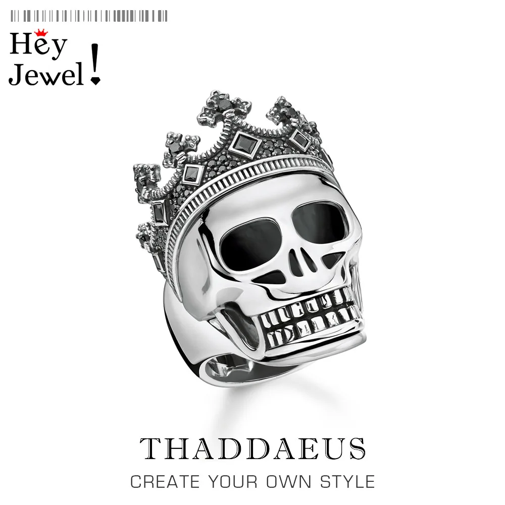 

Skull Crown Cocktail Ring in 925 Sterling Silver,Vintage Power Gift for Men,Europe Sign of Strength 2020 Summer Fine Jewelry