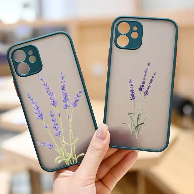 

Simple Lavender Purple Flowers Phone Case matte transparent For iphone 7 8 11 12 plus mini x xs xr pro max cover