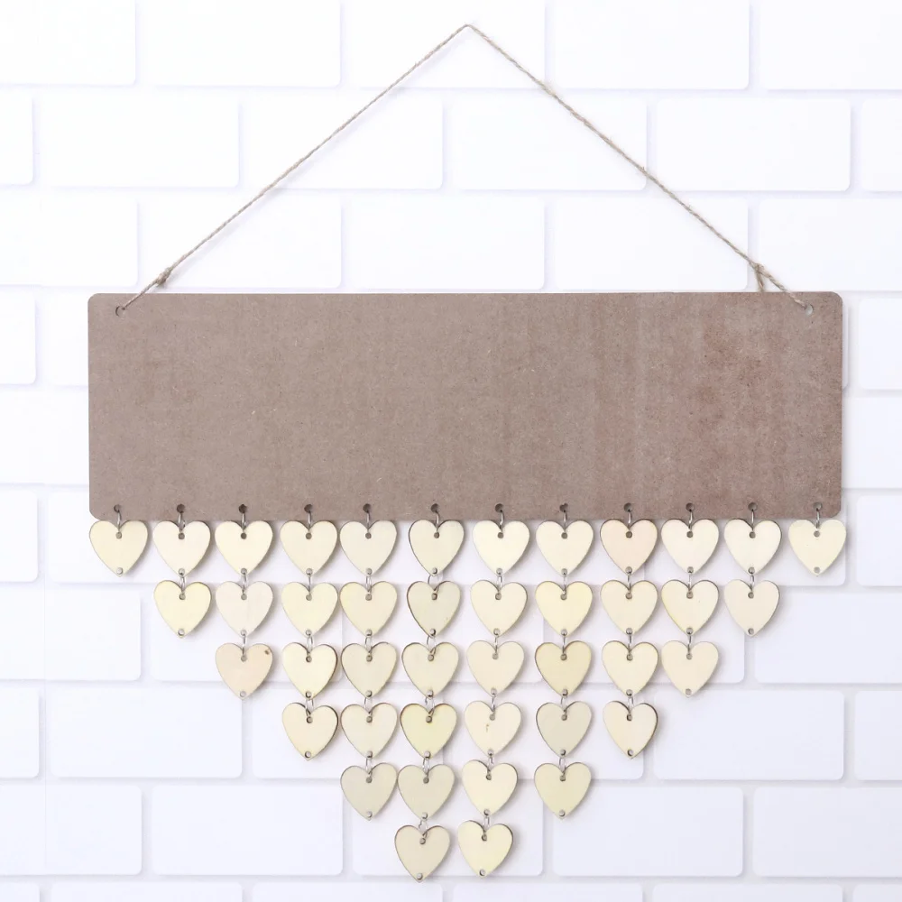 

Amosfun Days to Remember Reminder Board DIY Wooden Calendar Hanging Decor With Heart-Shaped Plate