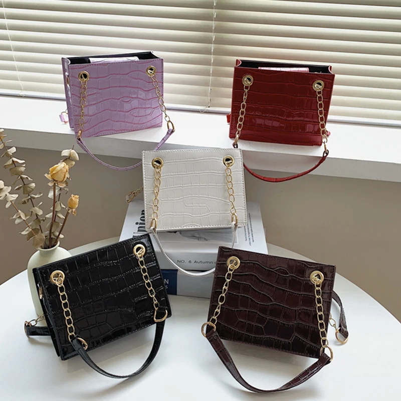 

Square Gold Chain PU Leather Shoulder Bag For Women Fashion Messenger Bag Shopping Bag Handbag Female Tote Bag Crossbody Bag