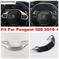 abs matte carbon fiber style car steering wheel control button frame decor cover trim accessories for peugeot 508 2019 2022