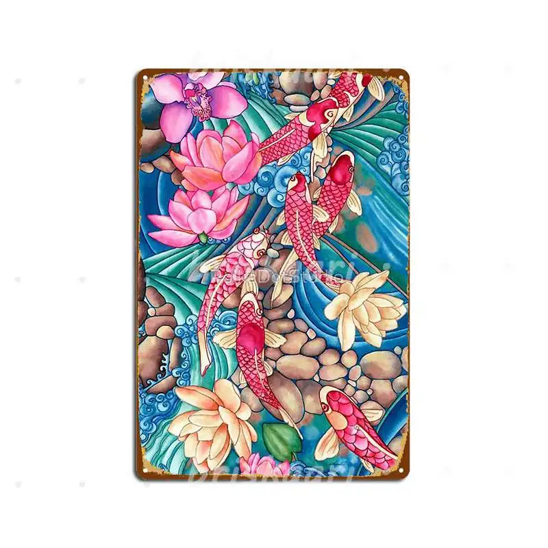 

Koi Pond Metal Signs Pub Funny Pub Garage Mural Painting Metal Posters