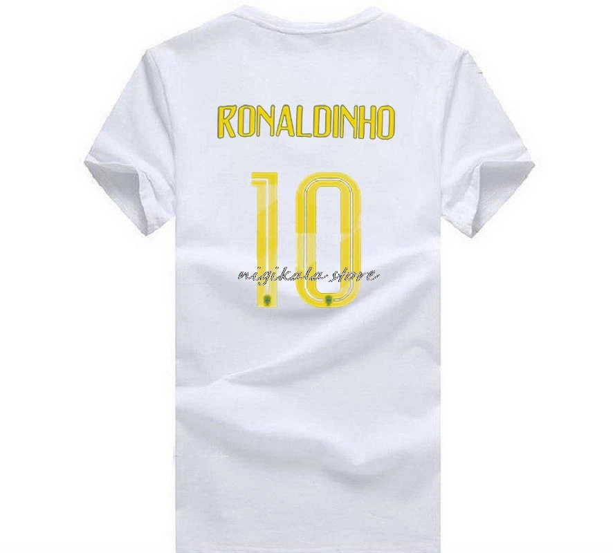 Модная футболка Wor1d Cup RONALDINHO 10 для футбола Мужская с круглым вырезом|Мужские