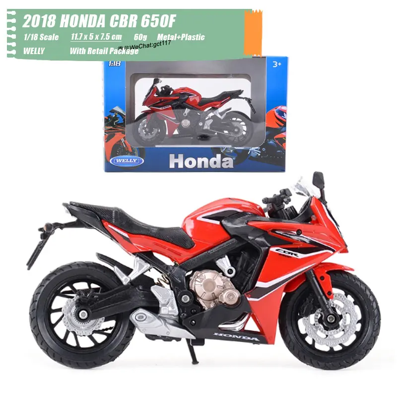 

6pcs/lot Wholesale WELLY 1/18 Scale Classic Motorbike Series 2018 HONDA CBR 650F Diecast Metal Motorcycle Model Toy