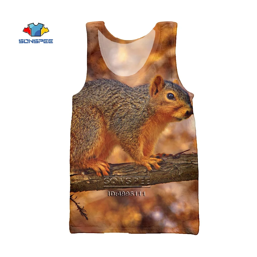 

sonpee 3D printing vest squirrel men's summer top fashion ladies street clothing cartoon Harajuku animal cute casual pullover