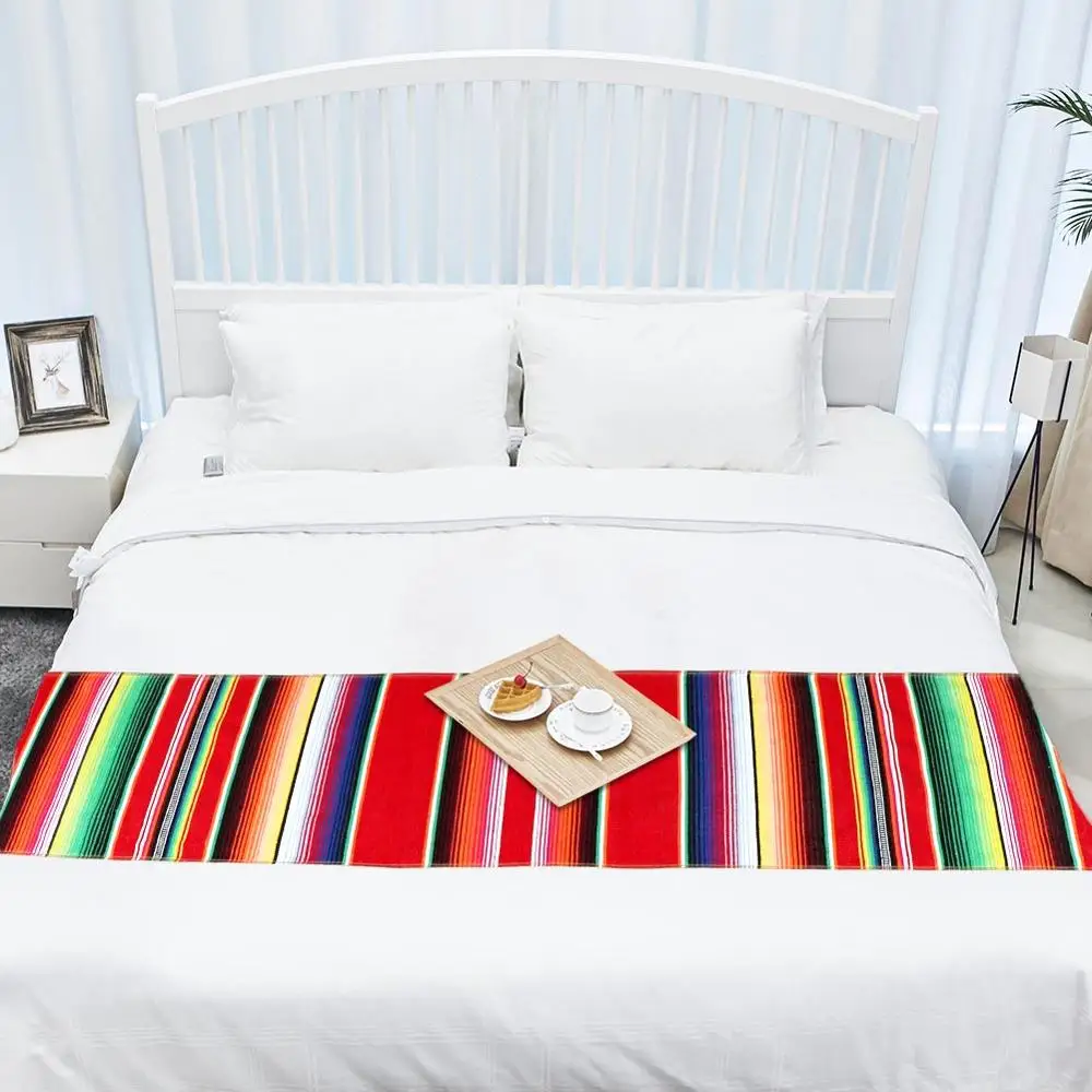 

215x35cm Mexican Decoration Table Runner Serape Cotton Table Runner for Weddings Birthday Themed Party Home Decor Table Cloth