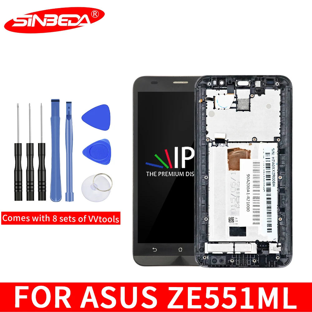 ЖК дисплей 5 дюйма AAA IPS для ASUS Zenfone 2 ZE551ML с сенсорным экраном и дигитайзером рамкой