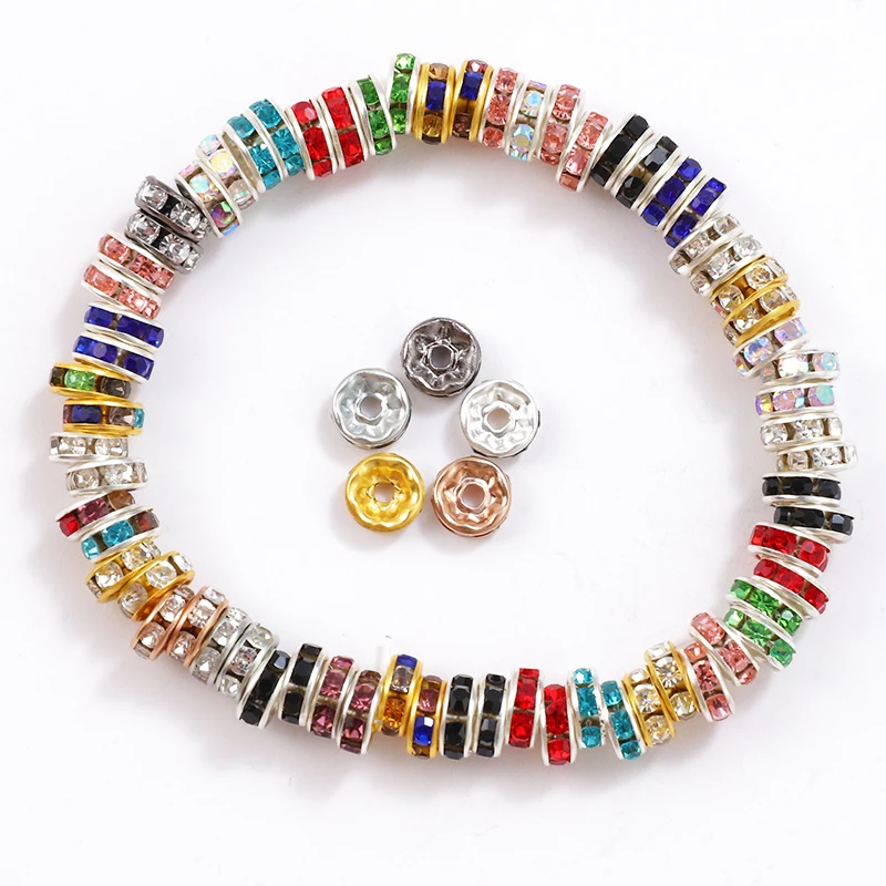 Позолоченные круглые бусины со стразами разделительные с кристаллами для женщин