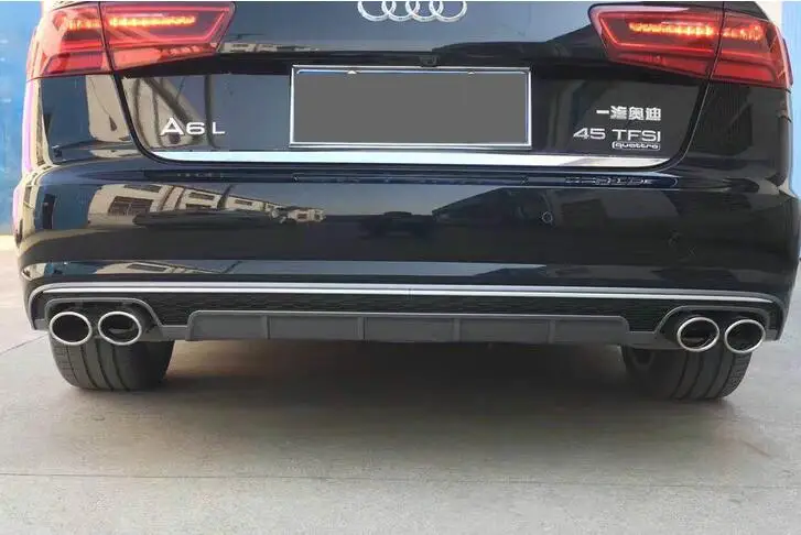 A6 Avant ABS Автомобильный задний бампер для губ спойлер, диффузор для задней губы с выхлопными наконечниками для Audi A6 S6(A6 Avant) C7.5