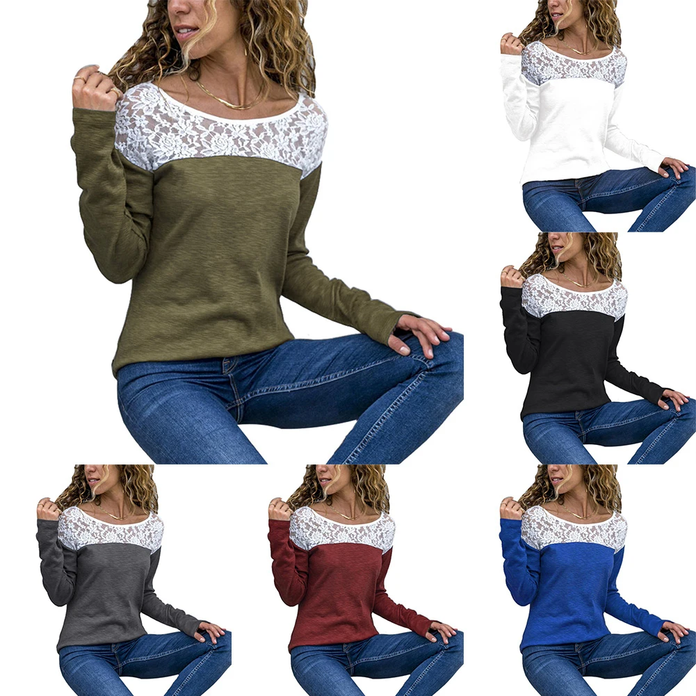 Новый женский весенний длинный рукав круглый вырез Футболка цветной блок