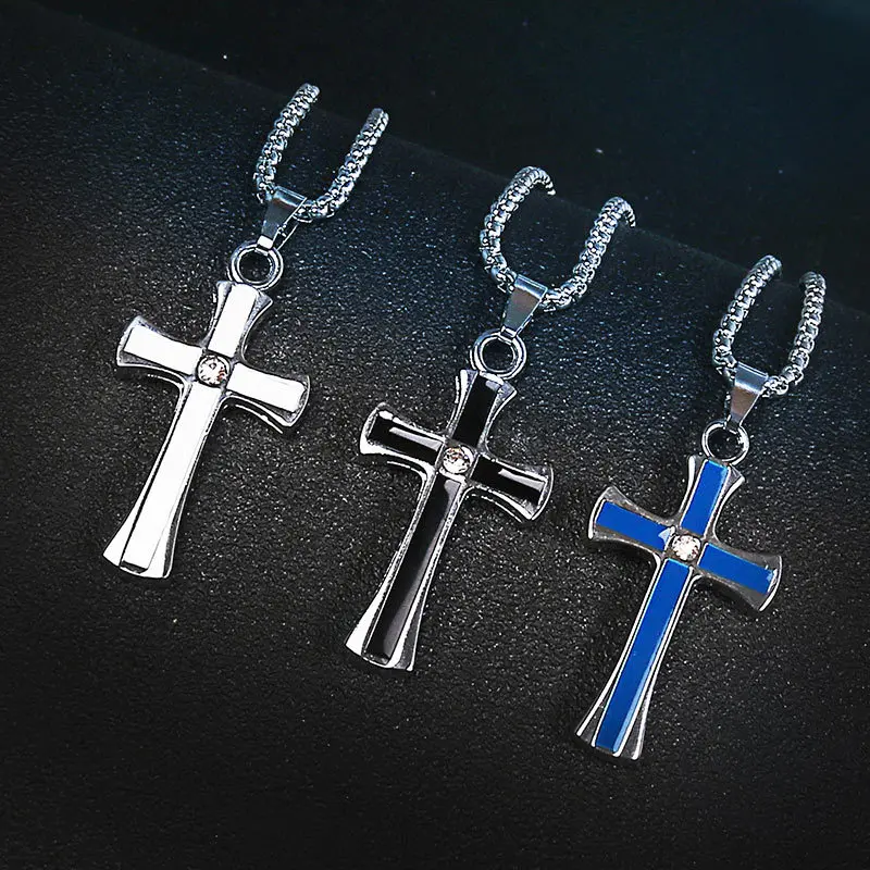 

2021 New Personality Titanium Steel CROSS Necklace Pendant Men's Couple Necklace Accessories Men's Cross Pendant Gift Men and Wo
