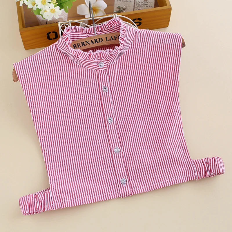 

Woman Striped Detachable Collar Tie Stand False Collar Removable Lapel Half Shirt Fake Collars Female Clothes Decor Nep Kraagie