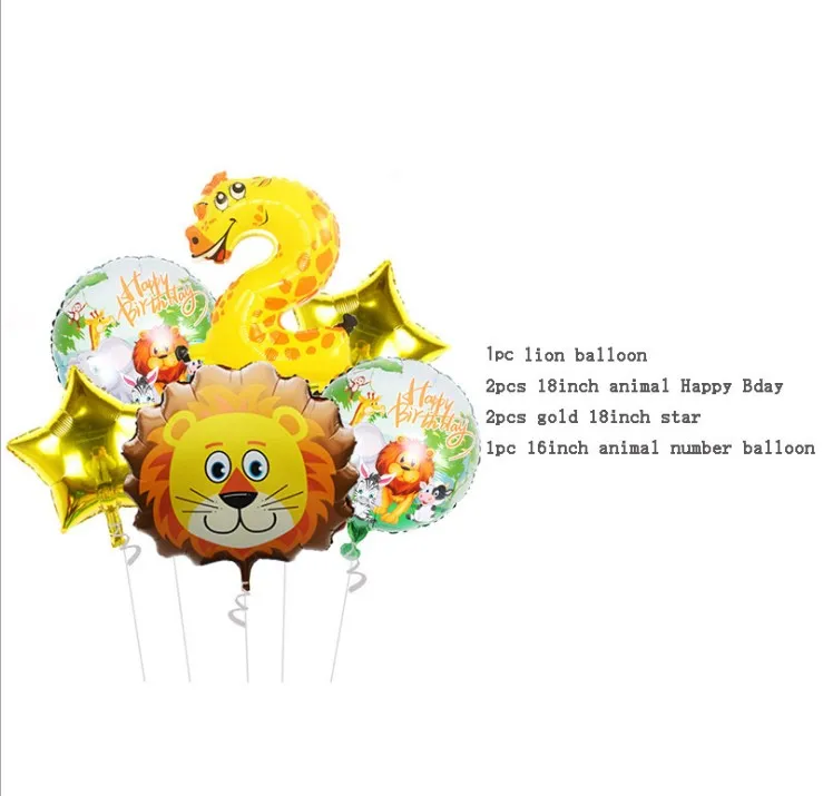 

Children's Theme Birthday Party Arrangement Decorative Jungle Animal Ballons Party Supplies Cartoon Hat