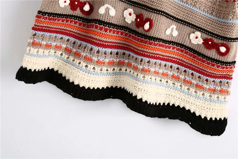 

vintage appliques sweater tank bohemian female striped tops chic girls Streetwear women lace sweater 2020 fashion ladies