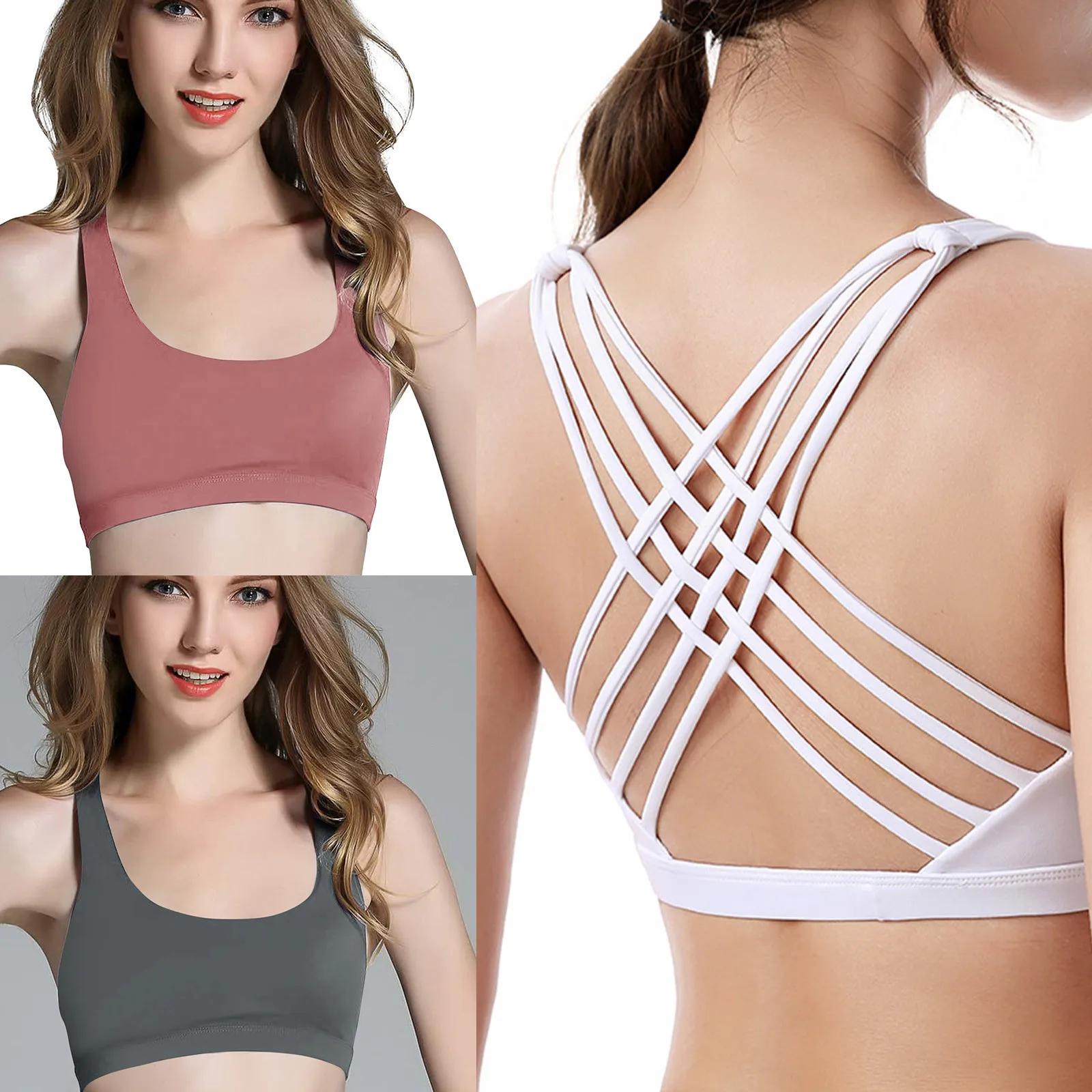 

Lovely Push Up Sports Bra For Women Cross Straps Wireless Padded Comfy Gym Bra Yoga Underwear Active Wear Workout Fitness Top