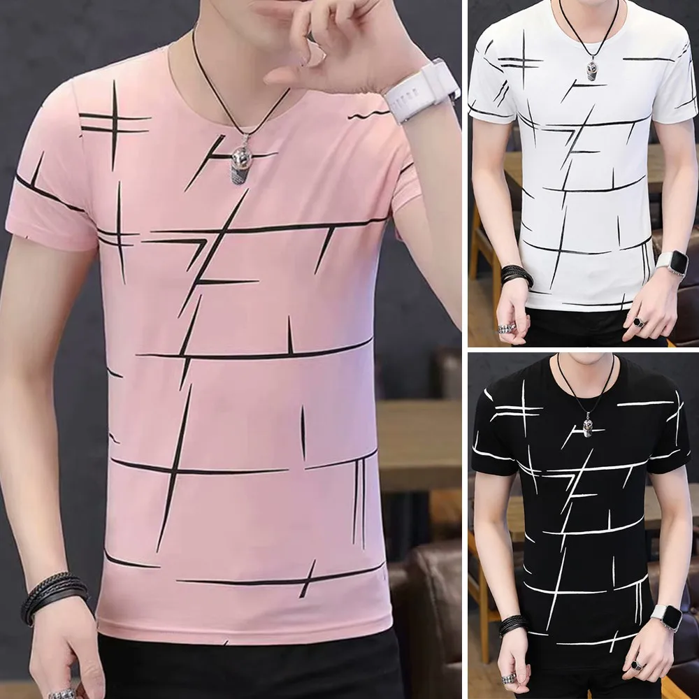 

Short Sleeve Printed T Shirts Summer Mens Korean Fashion Tees