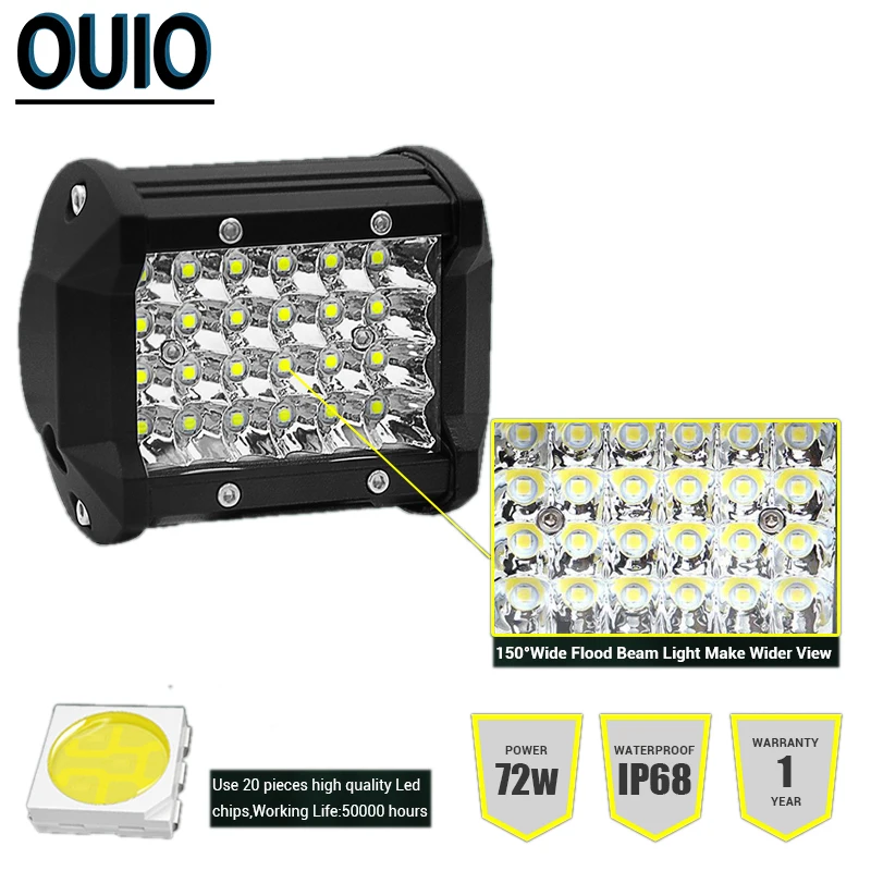 Комплект из 2 предметов 4 дюйма 72 Вт Автомобильный светодиодный светильник бары