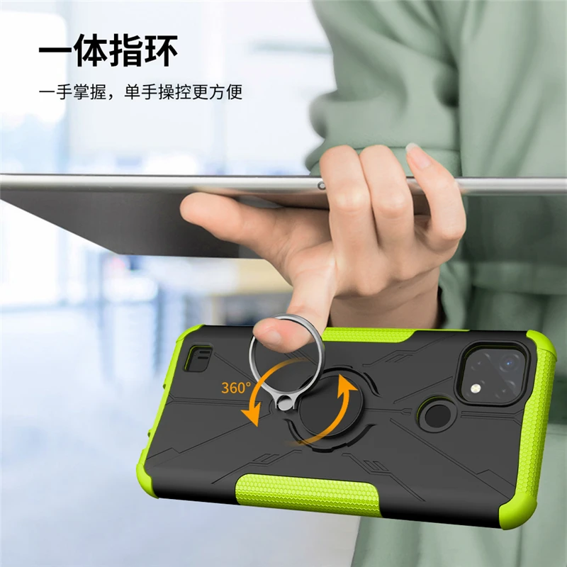 for oppo realme c21 case heavy duty hard silicone finger ring bracket bumper cover for oppo realme c21 case for oppo realme c21 free global shipping