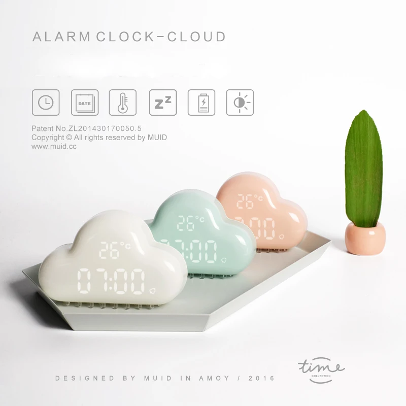 

Cloud Alarm Clock Wireless Charger Night Light Table Voice Control Digital Electronic Desktop Charging Clocks Table Decor