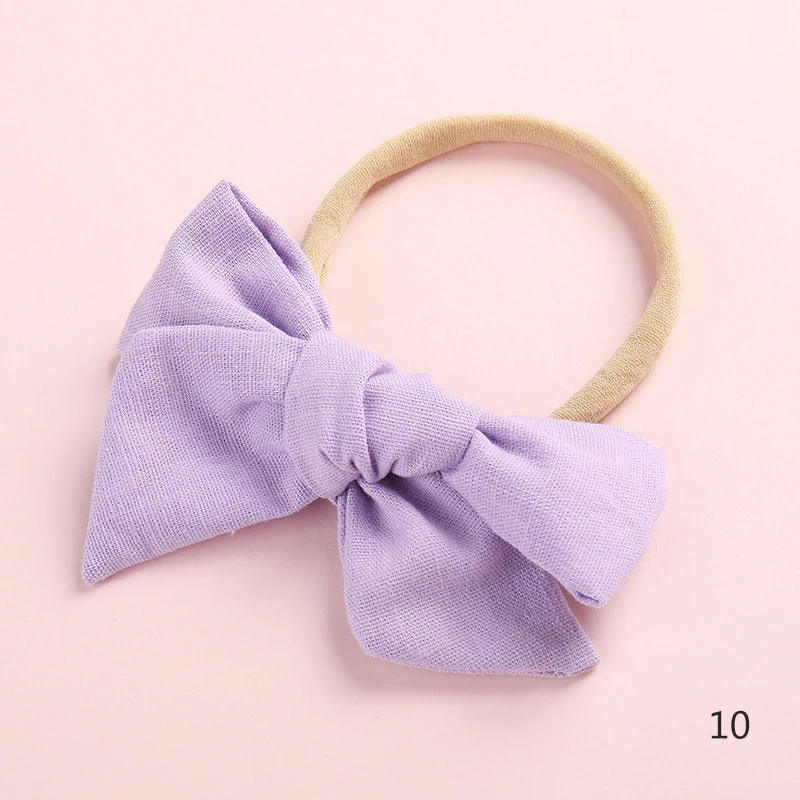 Повязка для волос с бантиком из мягкого хлопка и льна 24 цвета аксессуары девочек |