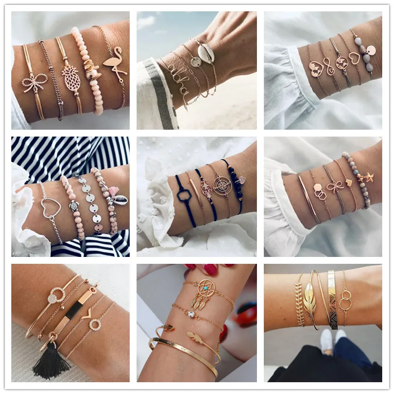 Женский браслет из камней правильной геометрической формы в богемном стиле