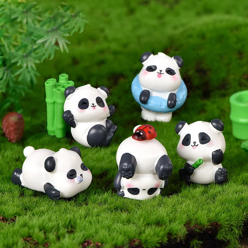 

Cute Little Panda Bamboo Resin Ornaments Fairy Garden Decor Mini Model Landscaping Decorations Crafts Miniature Diy Accessories