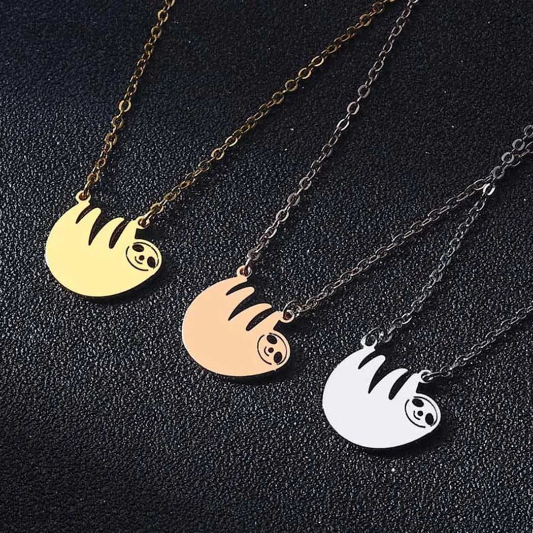 

Cxwind Minimalistic Smiley Dangling Sloth Shaped Animal Design Pendant Necklace For Women Girl Choker Statemenet Jewelry